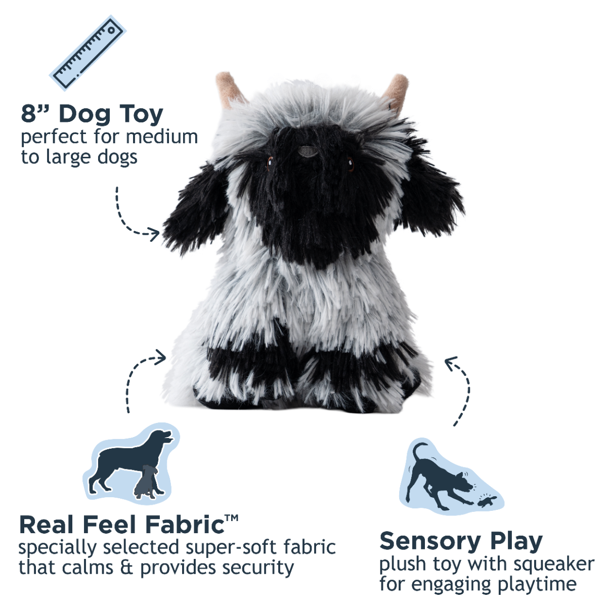 HIGHLAND SHEEP WITH SQUEAKER DOG TOY 8” | Tall Tails
