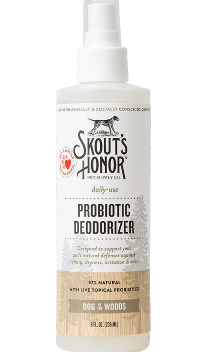 SKOUT'S HONOR Pet Deodorizer Spray- Hydrating Daily-Use with Avocado Oil & Omega-3s, Paraben & Sulfate-Free, 97% Natural, 8oz, Dog of The Woods