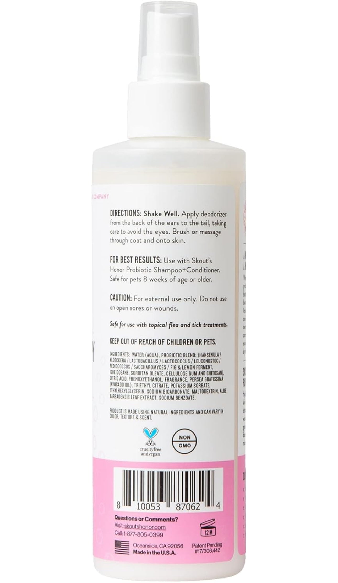 Skout's Honor Pet Deodorizer Spray- Hydrating Daily-Use with Avocado Oil & Omega-3s, Paraben & Sulfate-Free, 97% Natural, 8oz, Happy Puppy