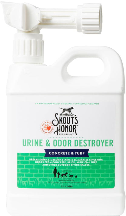 SKOUT'S HONOR Pet Urine & Odor Destroyer Concrete & Turf - Professional Strength, Plant-Powered, Cruelty-Free Urine Eliminator for Concrete, Turf, and Outdoor Living Spaces 32 oz.
