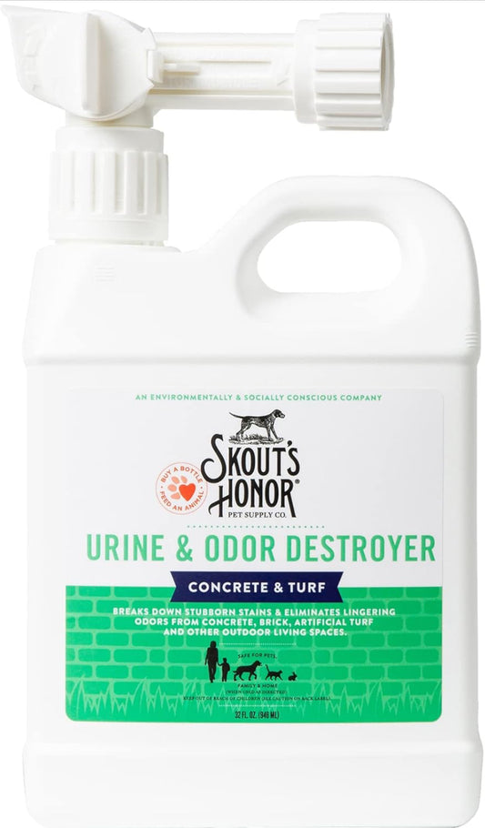 SKOUT'S HONOR Pet Urine & Odor Destroyer Concrete & Turf - Professional Strength, Plant-Powered, Cruelty-Free Urine Eliminator for Concrete, Turf, and Outdoor Living Spaces 32 oz.