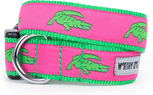 Alligators Dog Collar, Pink | The Worthy Dog