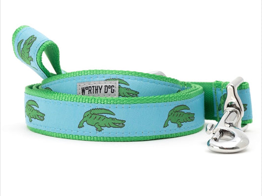 Alligators Lead Dog Leash, Blue | The Worthy Dog