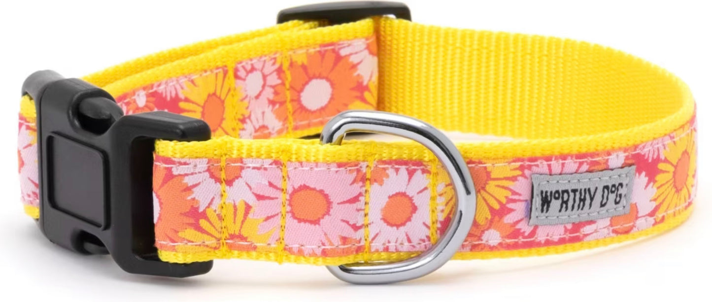 Preppy Floral Dog Collar, Pink | The Worthy Dog