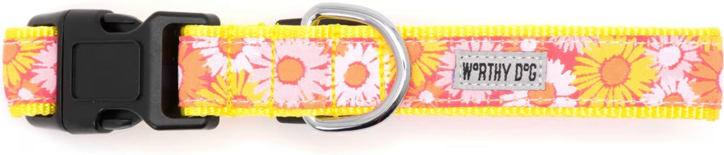 Preppy Floral Dog Collar, Pink | The Worthy Dog