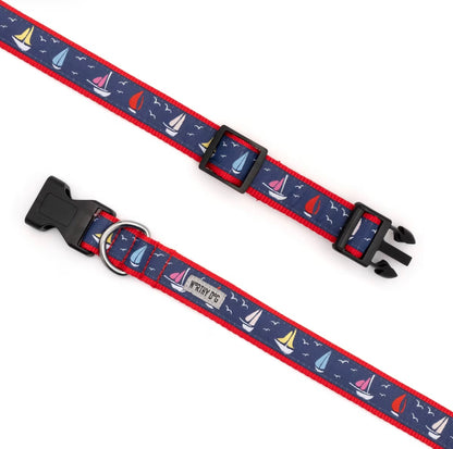 Sailboats Dog Collar, Navy | The Worthy Dog