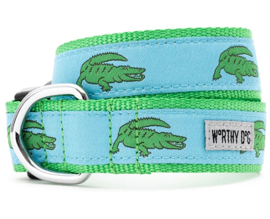 Alligators Adjustable Dog Collar, Blue | The Worthy Dog