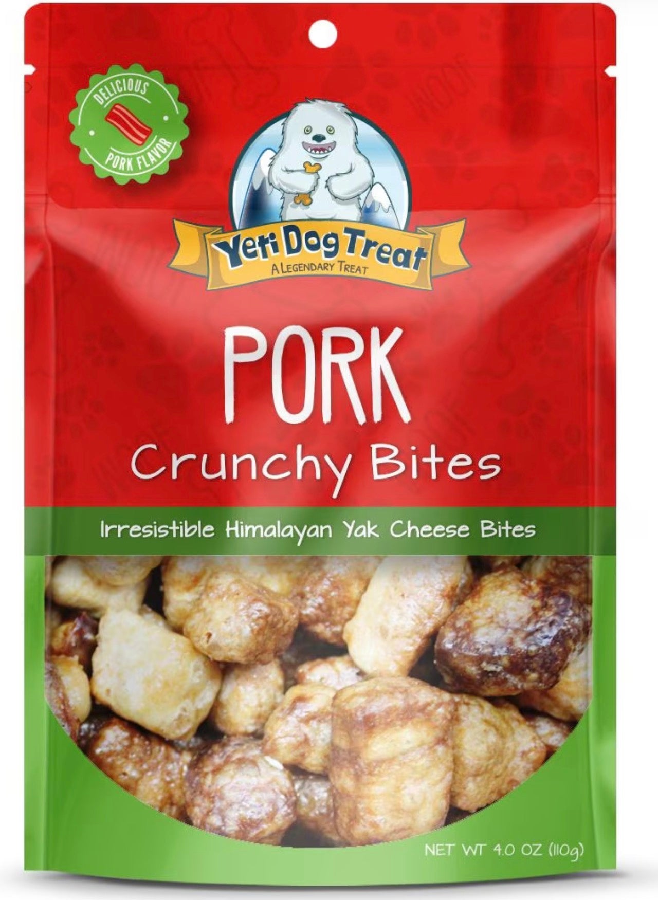Yeti Dog Chew Pork Crunchy Bites Himalayan Yak Cheese Dog Treats, 4-oz bag