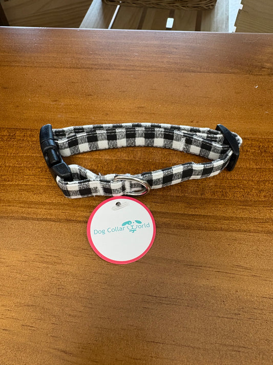 Dog Collar World- Fashion Collar- Black Gingham