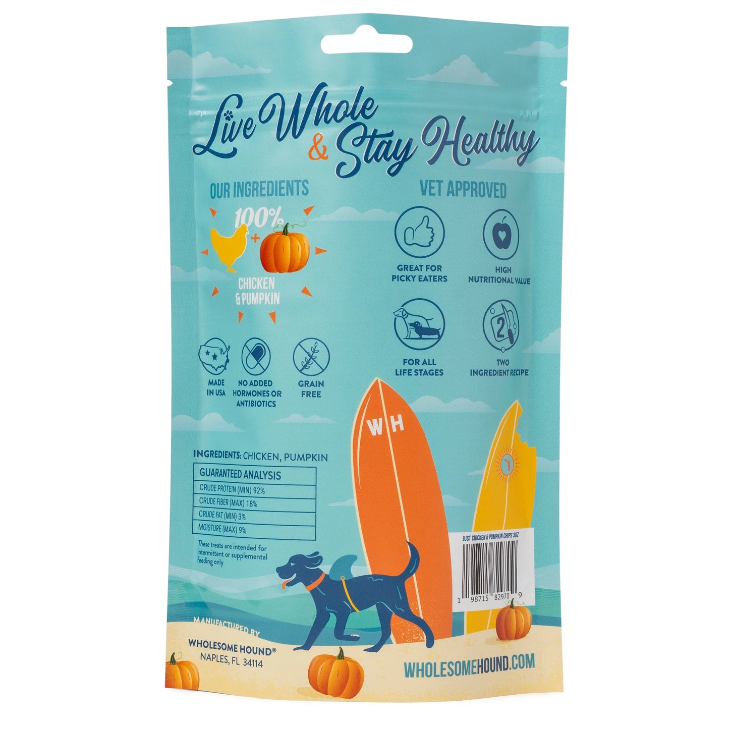 Wholesome Hound Just Chicken & Pumpkin Chips 3 oz