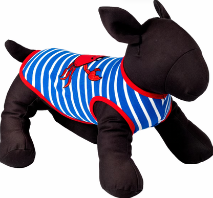 Crab Tee Dog Shirt, Royal Blue/White | The Worthy Dog
