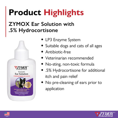 ZYMOX Enzymatic Ear Solution with 0.5% Hydrocortisone 1.25oz