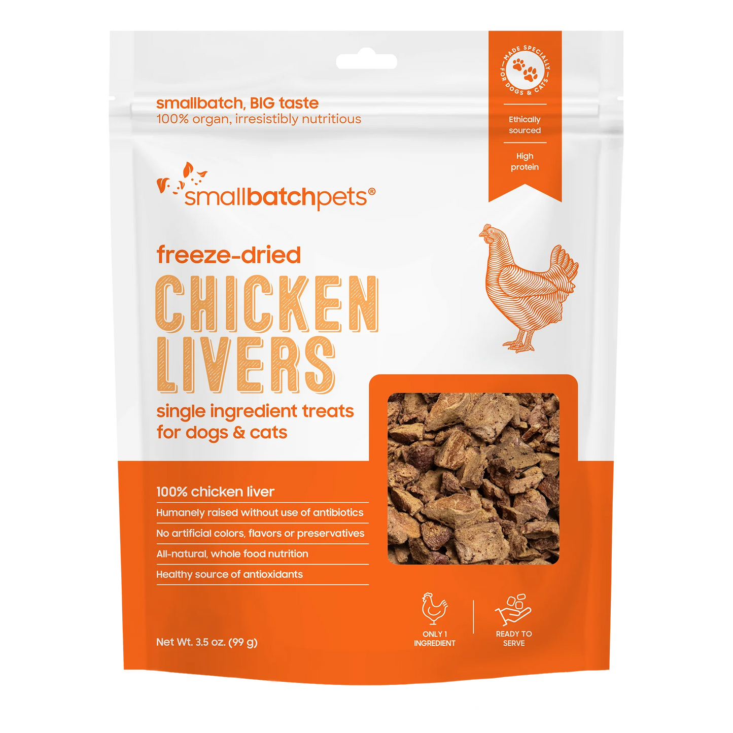 Freeze-dried Chicken Livers Treats 3.5oz | Smallbatchpets