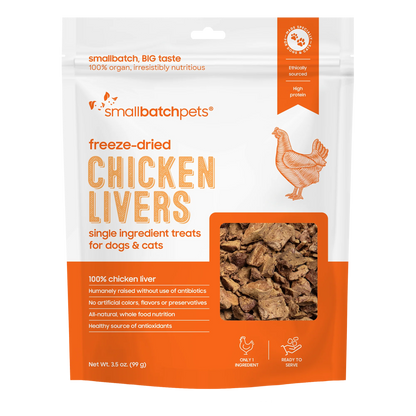 Freeze-dried Chicken Livers Treats 3.5oz | Smallbatchpets