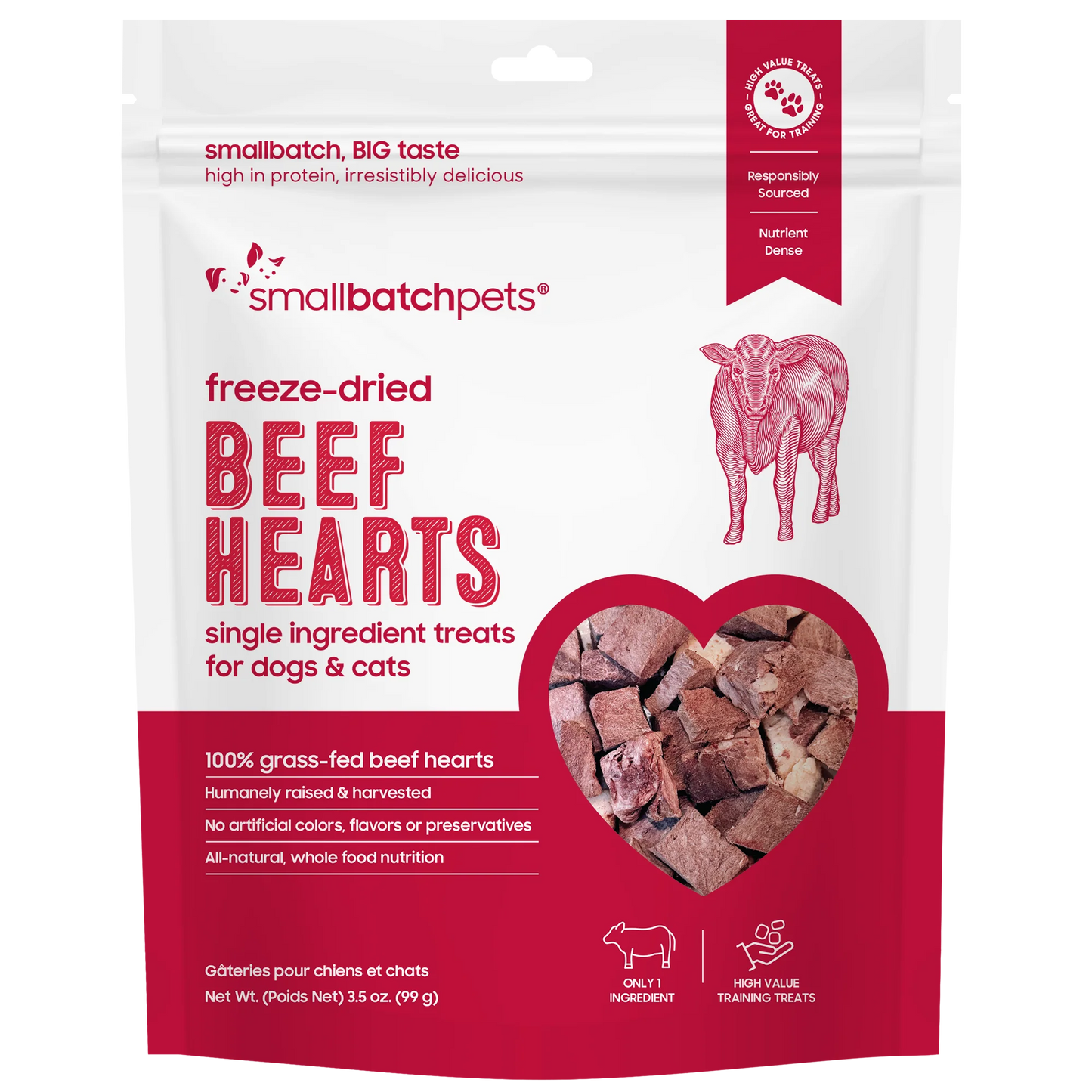 Freeze-dried Beef Hearts 3.5oz | Smallbatchpets