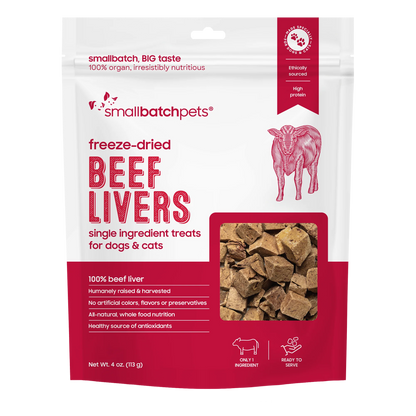 Freeze-dried Beef Livers Treats 4oz | Smallbatchpets