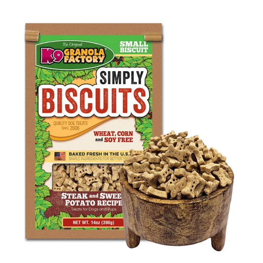 Steak and Sweet Potato Recipe Simply Biscuits Small Treats 14oz | K9 Granola Factory