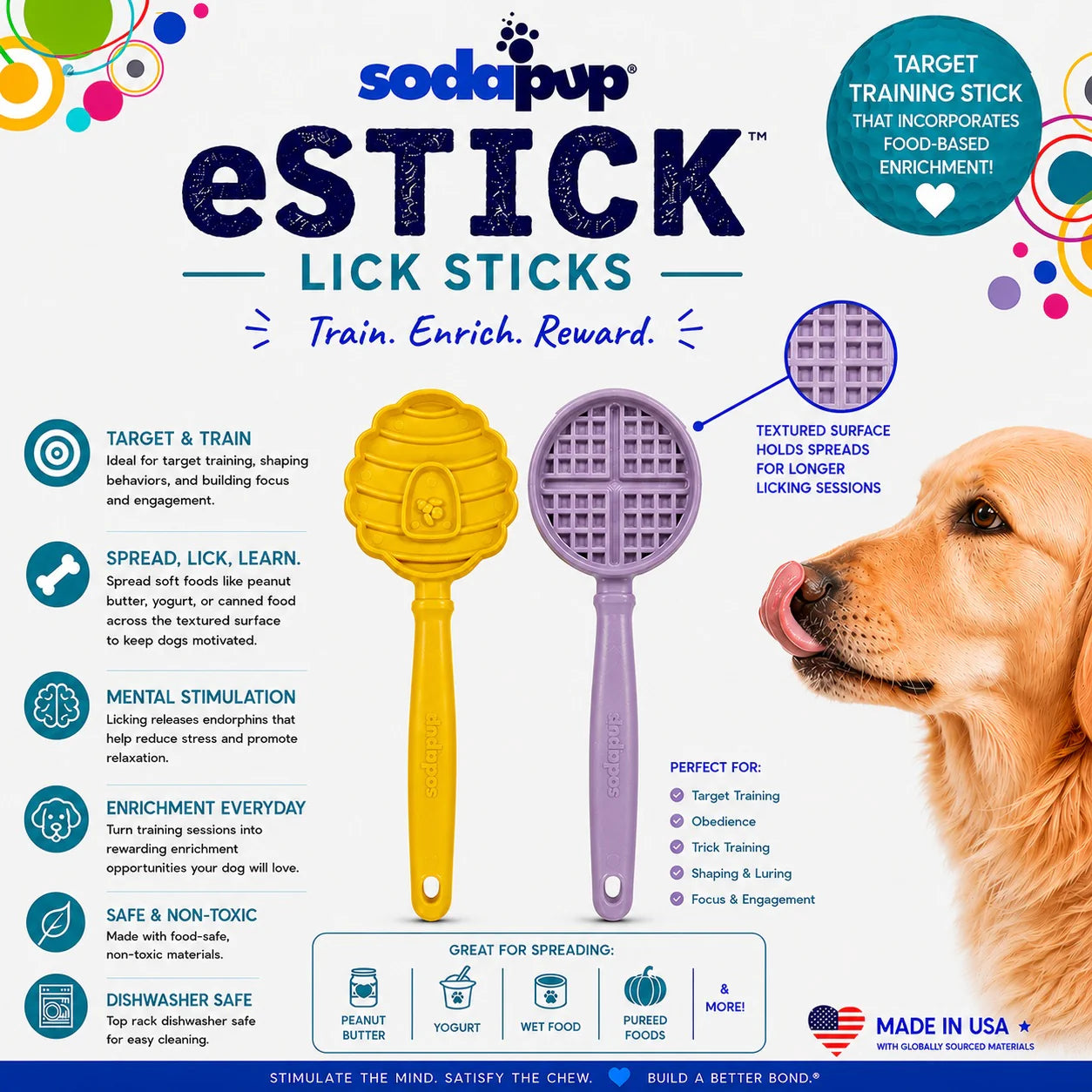 Hand-Held Dog Enrichment Toy: Purple Waffle Lick Stick | Sodapup