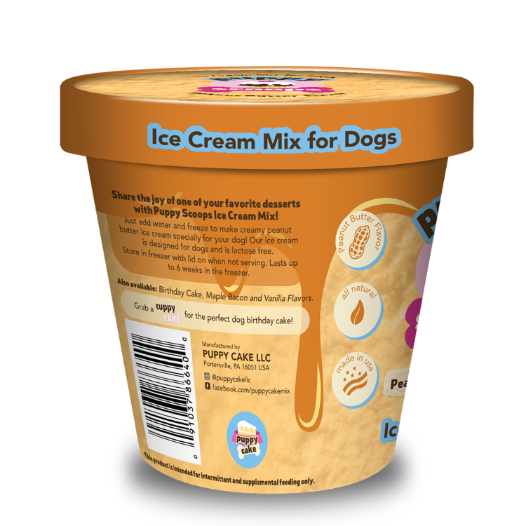 Puppy Scoops Ice Cream Mix - Peanut Butter, Pint Size, 4.65 oz | Puppy Scoops