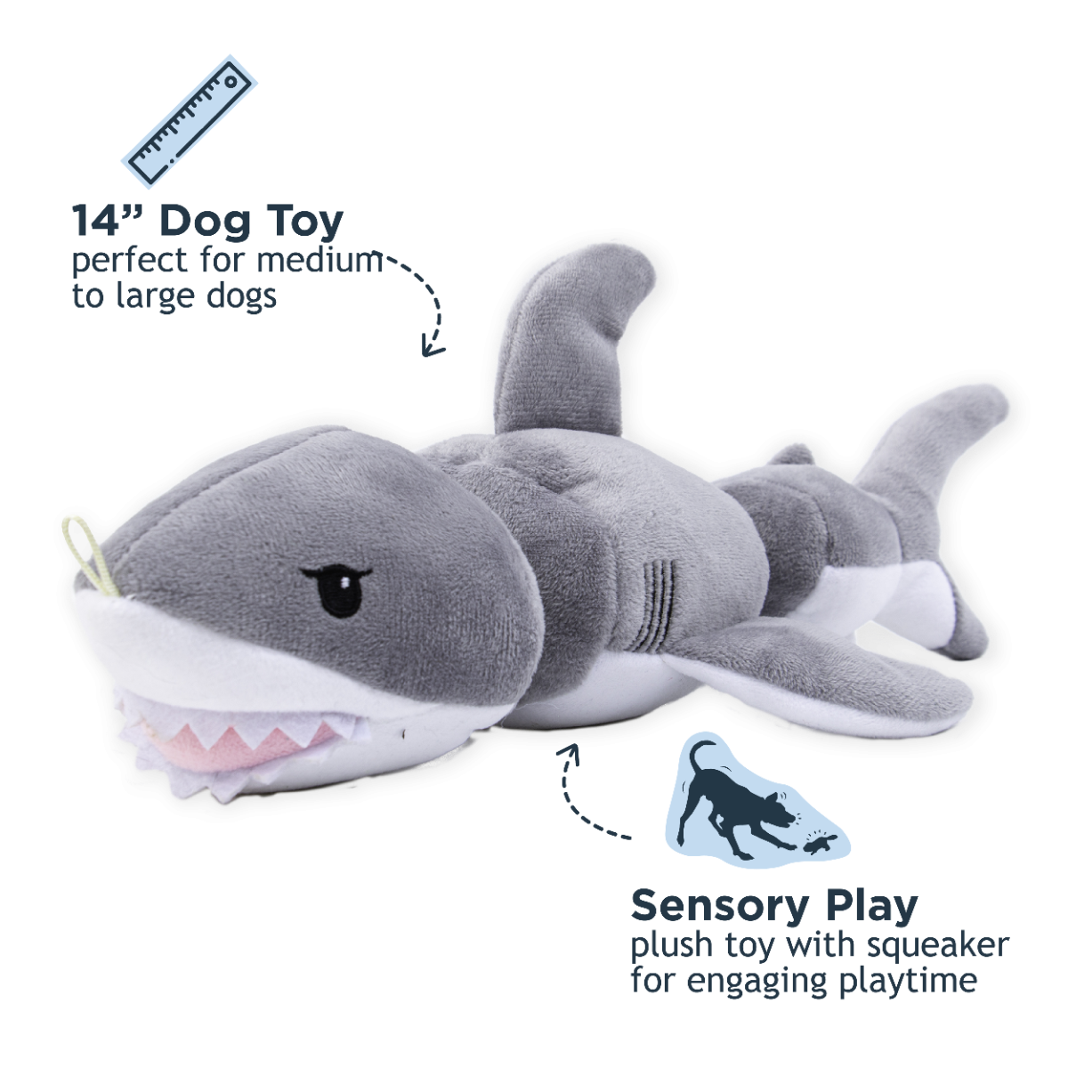 Jointed Shark Shake Play Dog Toy | Tall Tails