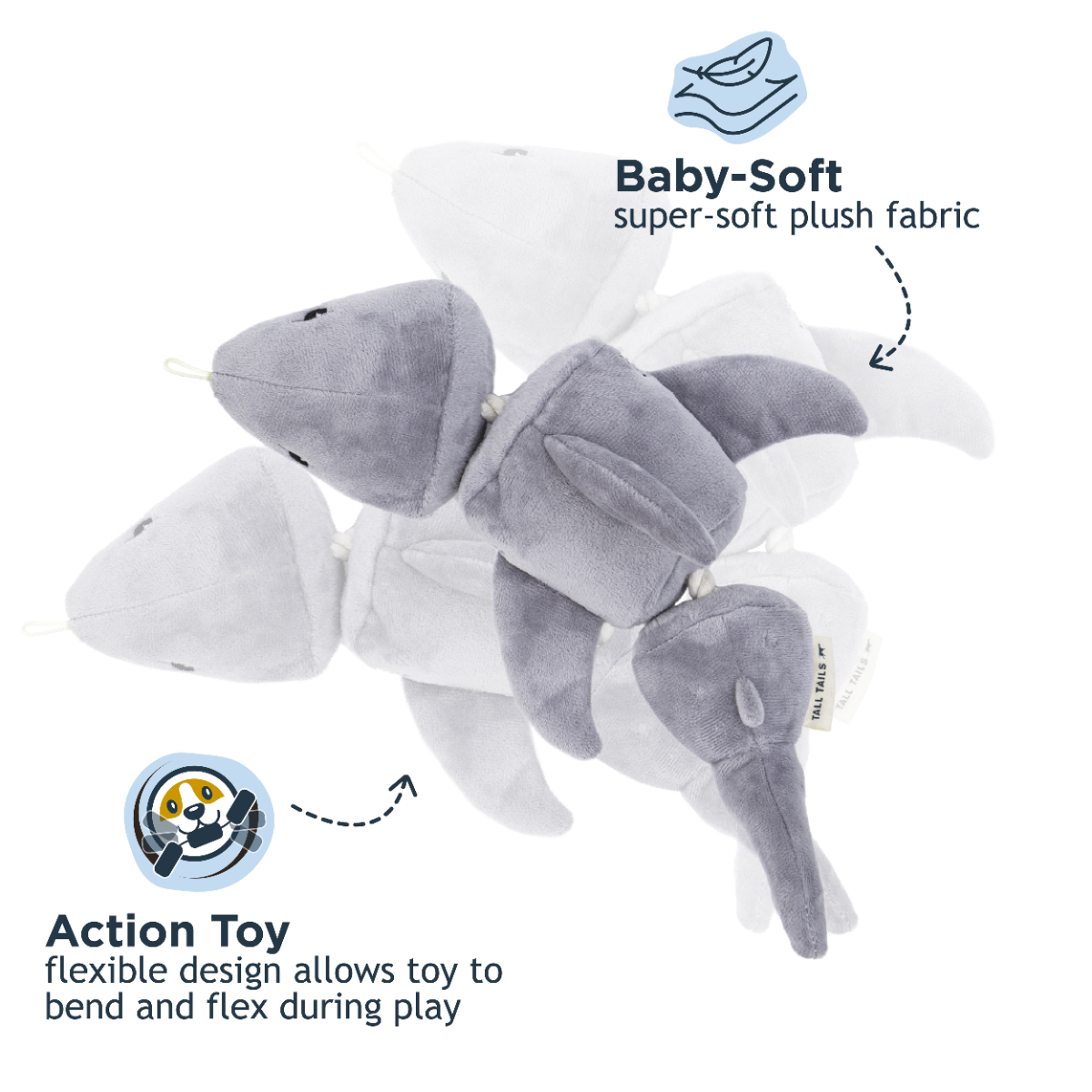 Jointed Shark Shake Play Dog Toy | Tall Tails