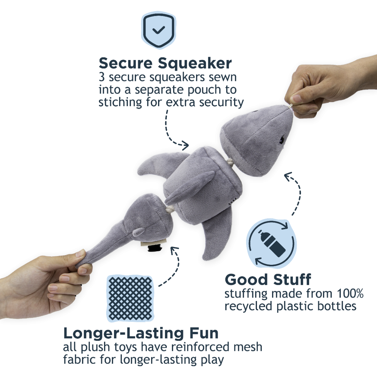 Jointed Shark Shake Play Dog Toy | Tall Tails