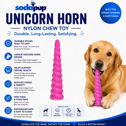 Pink Unicorn Horn Dog Chew Toy | Sodapup