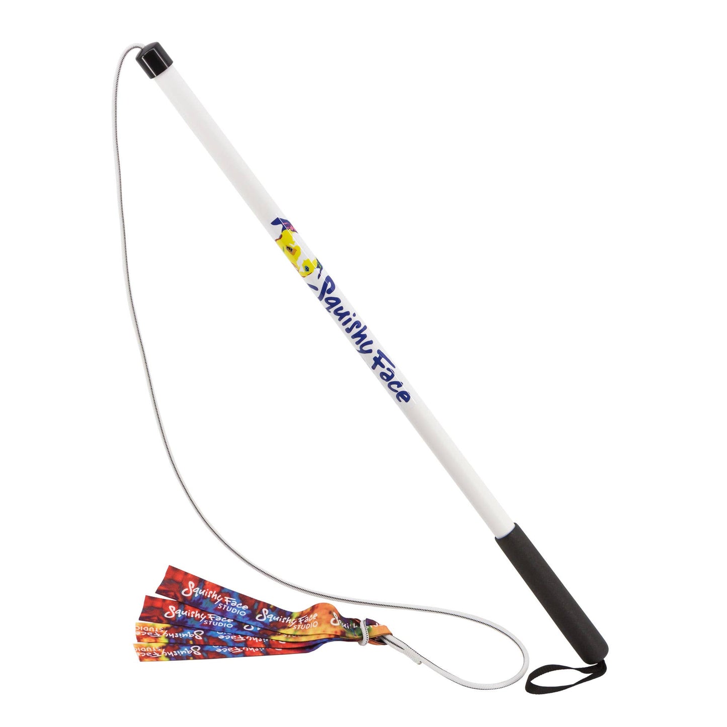 Squishy Face Studio Flirt Pole V2 Dog Toy with Lure: Rainbow Tie Dye / Jr / Without Squeakers