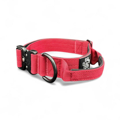 Red Tactical Style Dog Collar: Medium: 1.5" x 13"-20"