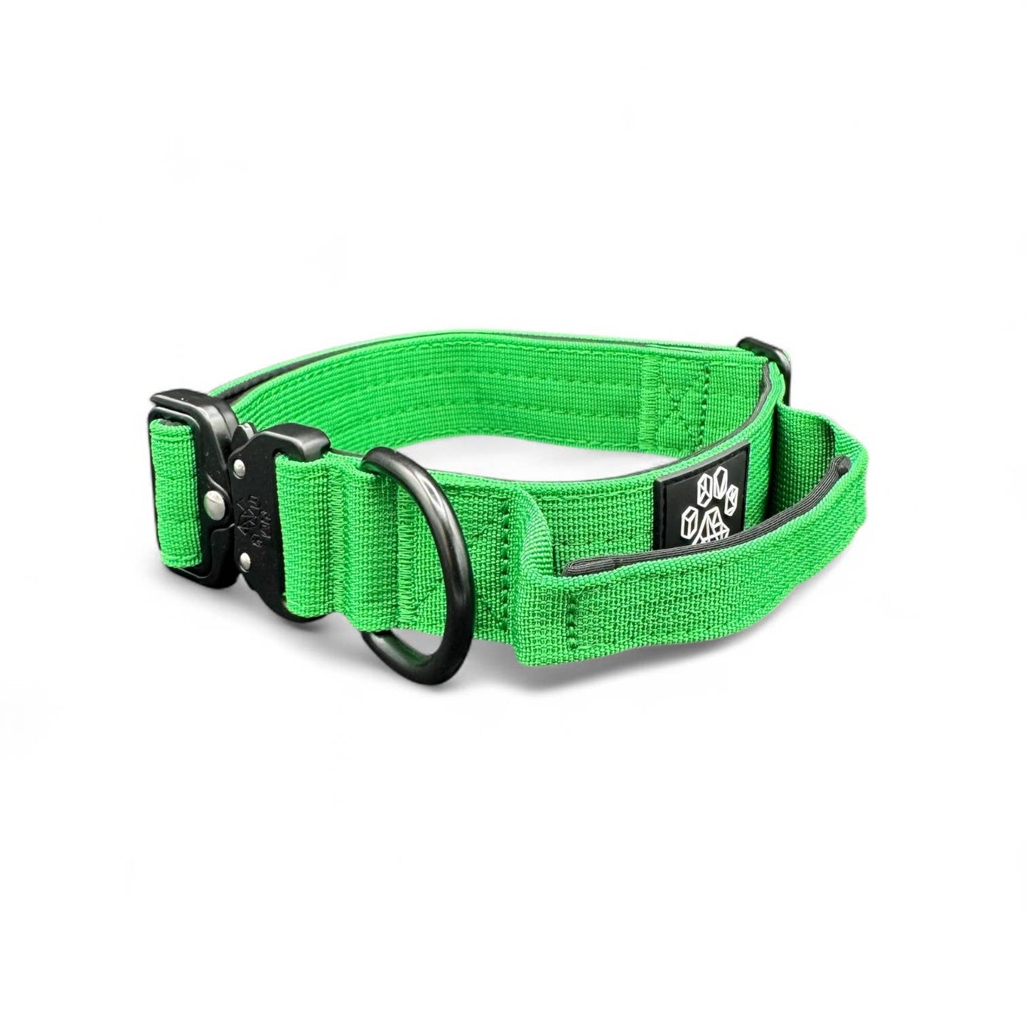 Green Tactical Style Dog Collar: Medium: 1.5" x 13"-20"