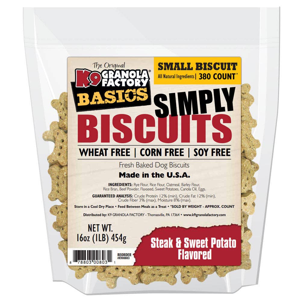 Simply Biscuits, Steak & Sweet Potato Recipe Dog Treats, 16oz Small