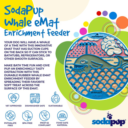 Whale Design eMat Enrichment Lick Mat With Suction Cups: Blue Whale E-Mat