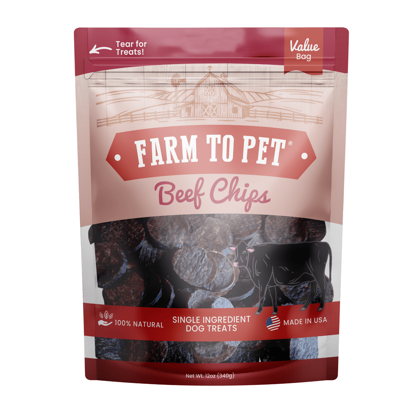 Beef Chips Dog Treats: Value 12oz