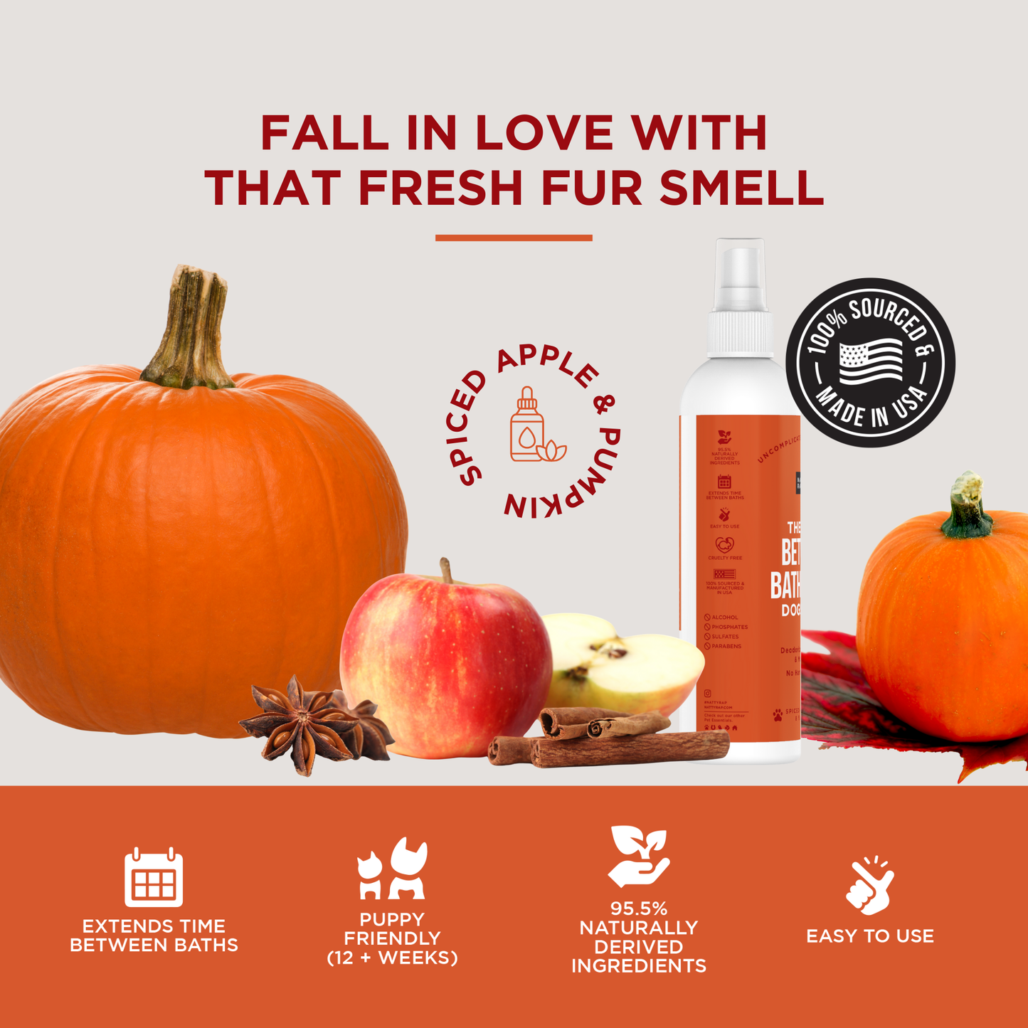 The Only Between Bath Spray Dogs Need - Apple & Pumpkin: 3 ounce