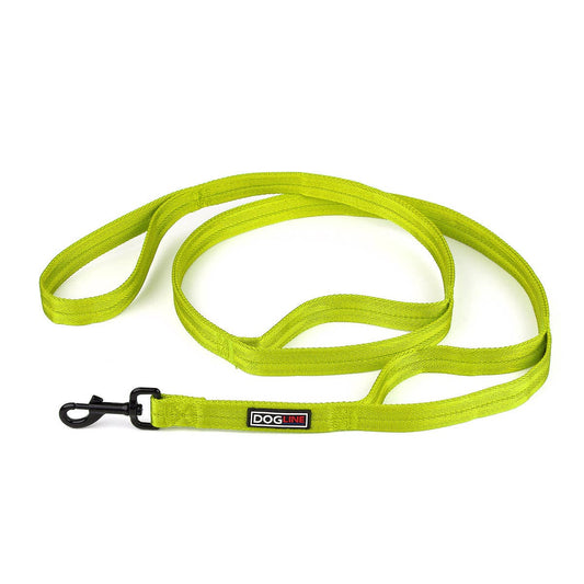 Nylon Multi-Handle Flat Leash: Lime Green / 3 Handle / 6'