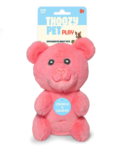 Gummy Bear Plush Dog Toy Pink 6" | ThoozyPet