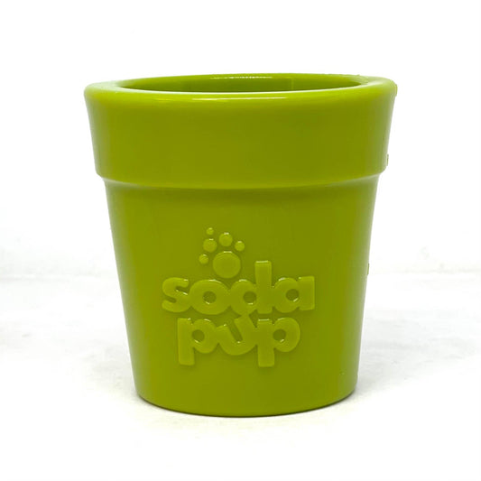 Flower Pot Durable Rubber Treat Dispenser & Enrichment: Green