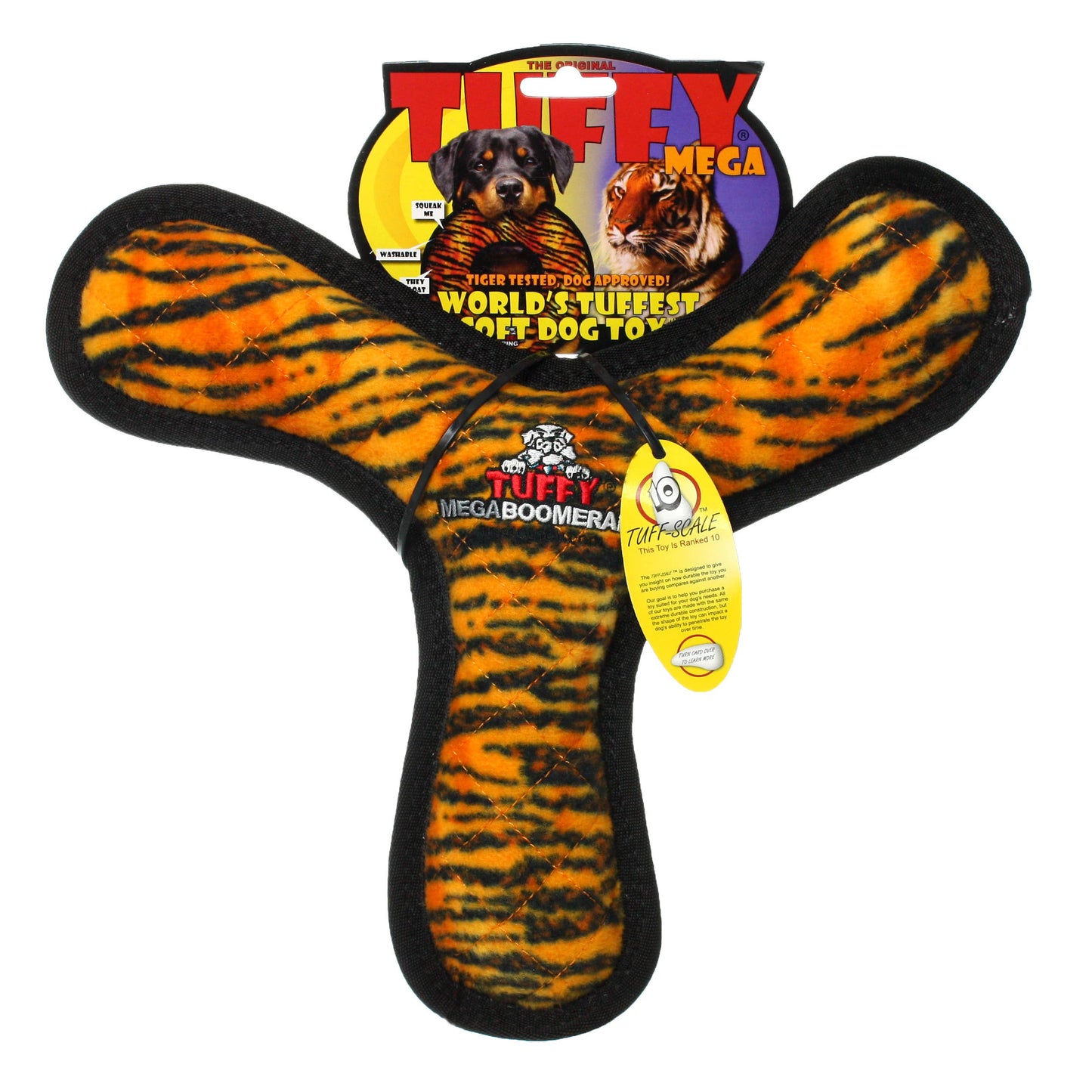 Tuffy Mega Boomerang Tiger, Durable, Tough, Squeaky Dog Toy