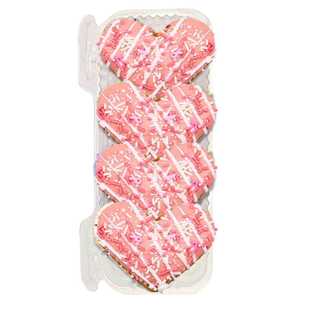 Gourmet Cookies, 3" Jumbo Heart Shaped Dog Treat, 4 pack Breast Cancer Awareness