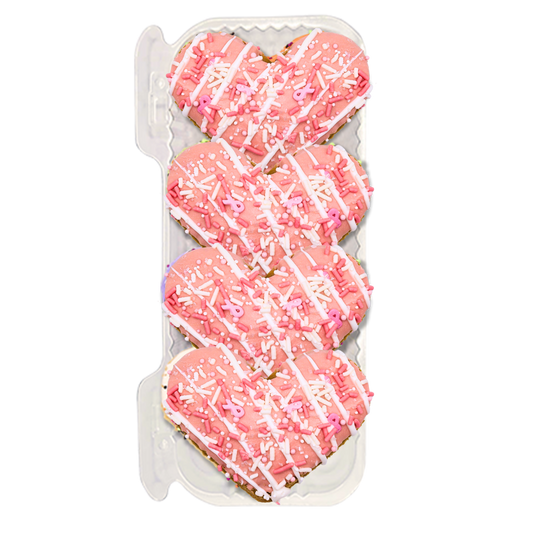 Gourmet Cookies, 3" Jumbo Heart Shaped Dog Treat, 4 pack Breast Cancer Awareness