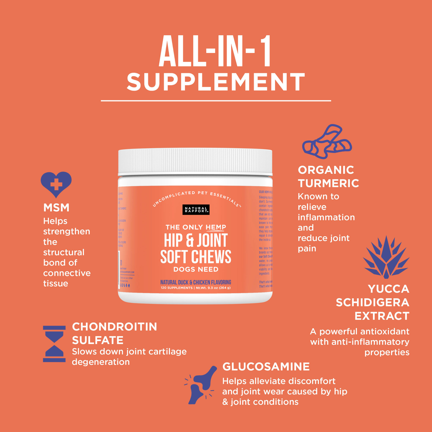 The Only Hemp Hip & Joint Soft Chews Dogs Need: 120 count jar