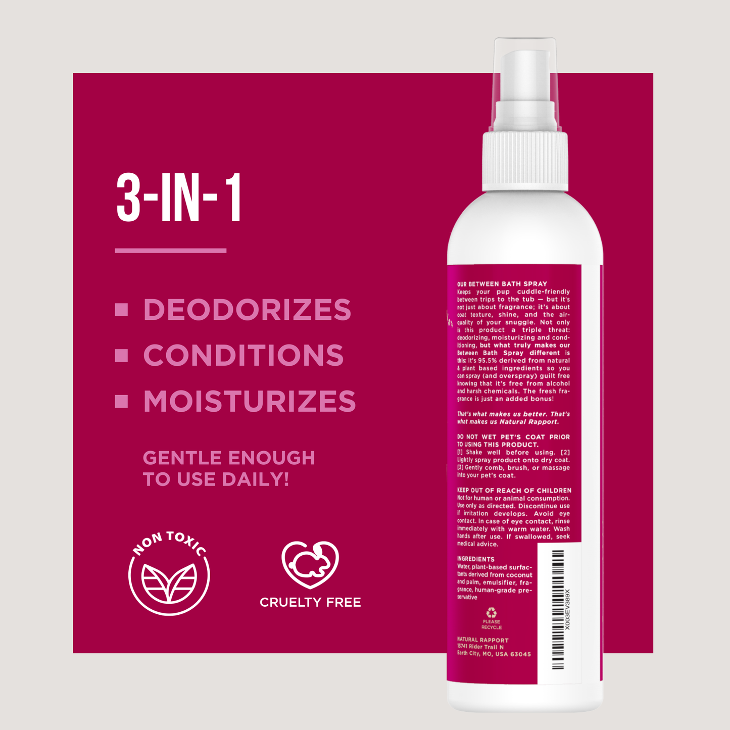 The Only Between Bath Spray Dogs Need - Cranberry & Vanilla: 8 ounce