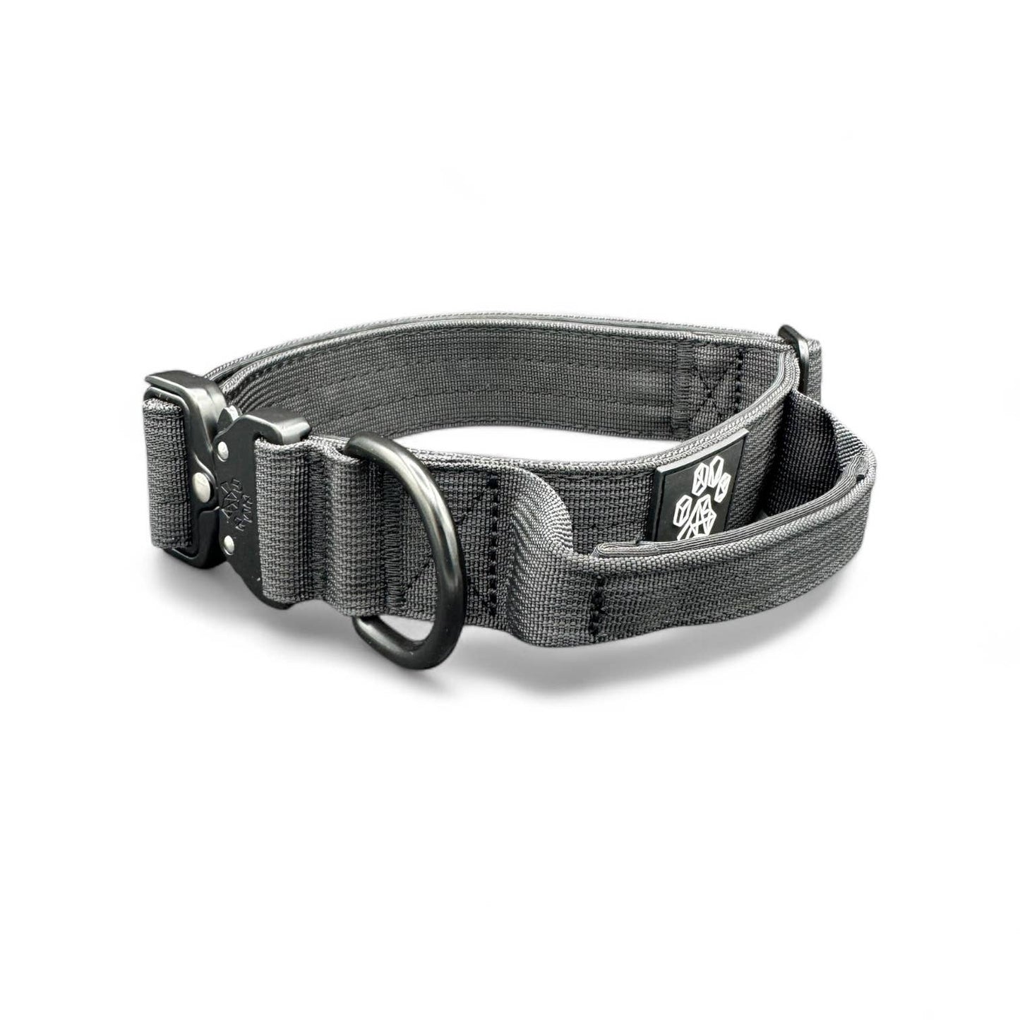 Black Tactical Style Dog Collar: Medium: 1.5" x 13"-20"
