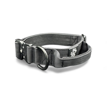 Black Tactical Style Dog Collar: Medium: 1.5" x 13"-20"