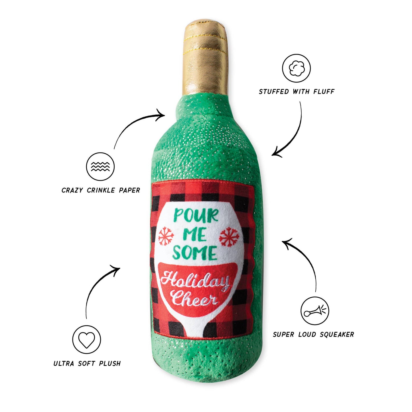 Wagsdale Glass Of Cheer Plush Dog Toy