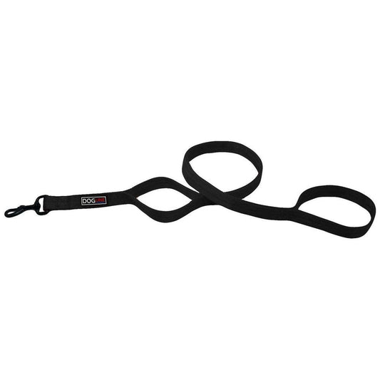 Nylon Multi-Handle Flat Leash: Black / 2 Handle / 4'